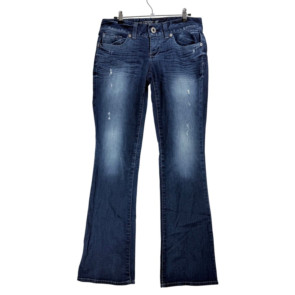 Guess Daredevil Bootcut Jeans Dark Wash Distressed Stretch WB1167D2T00 Womens 28
